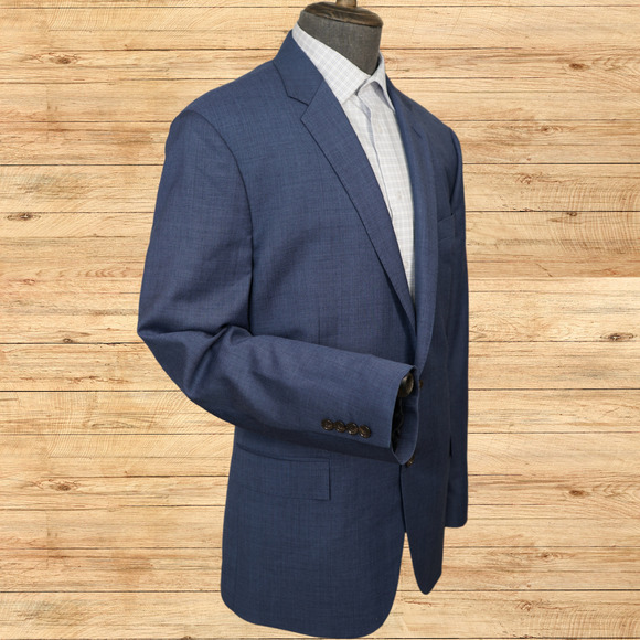 NWT J. Crew Crosby Suit Jacket Mens 46R Tollegno 1900 Wool Blue 2 Button Notch - Picture 2 of 9